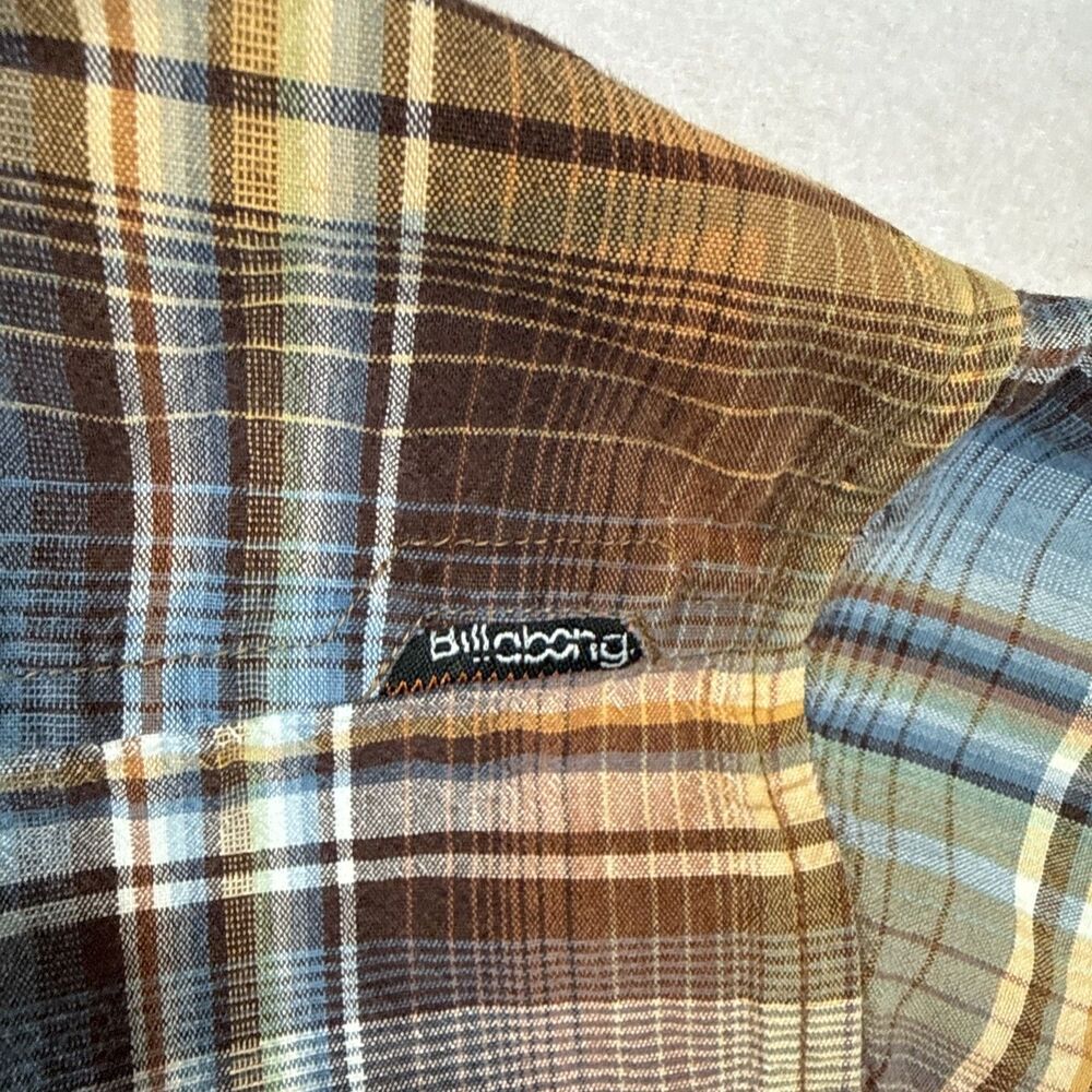 Billabong Punk Mens Slim Fit Button Up Shirt M Plaid Long Sleeve Y2K Retro Surf - Picture 9 of 10